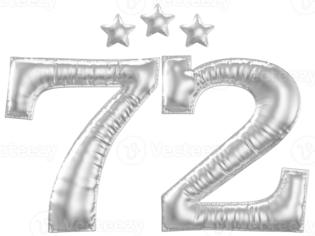 72 anniversaire nombre argent ballon png