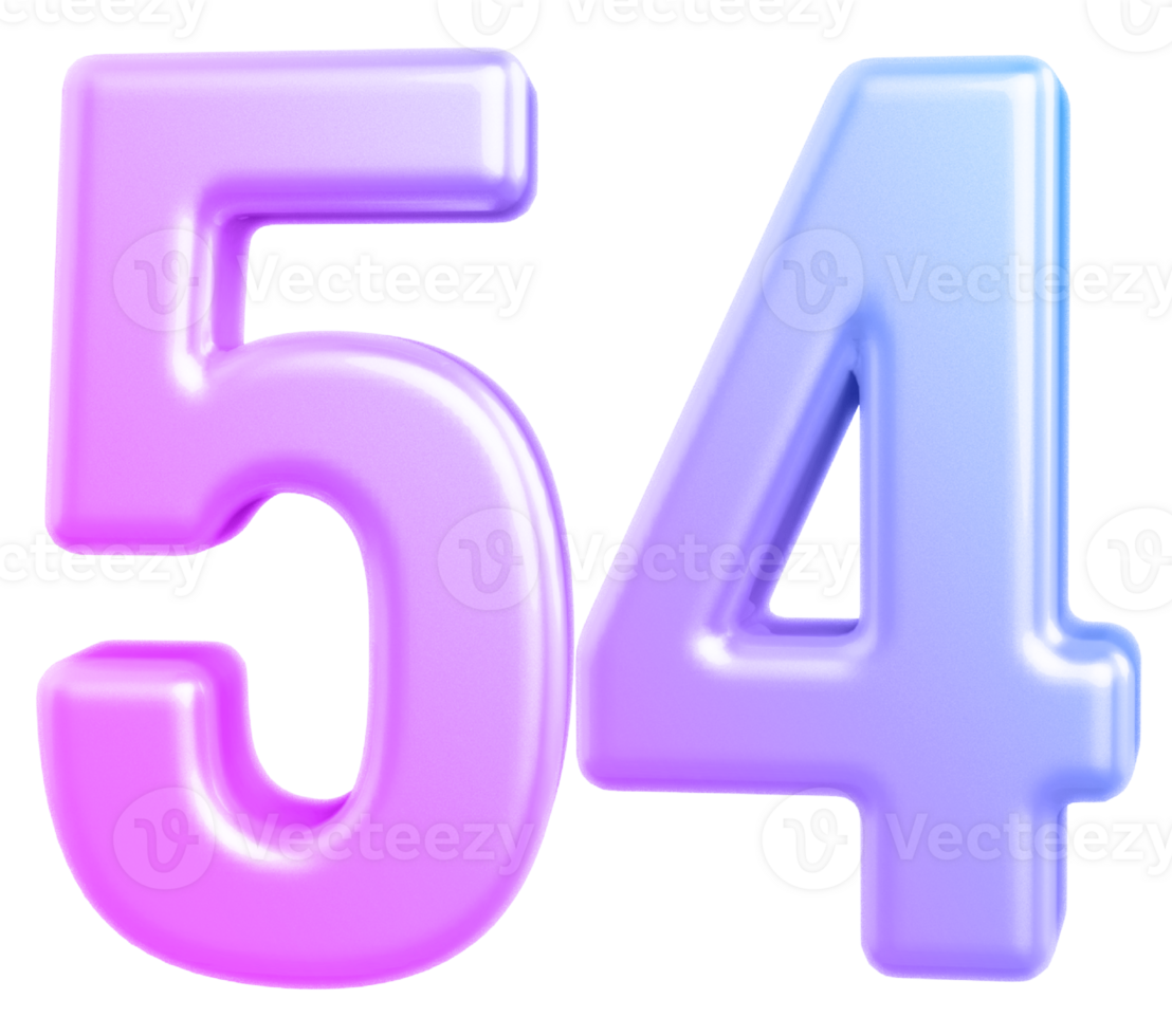 3d number 54 gradient png
