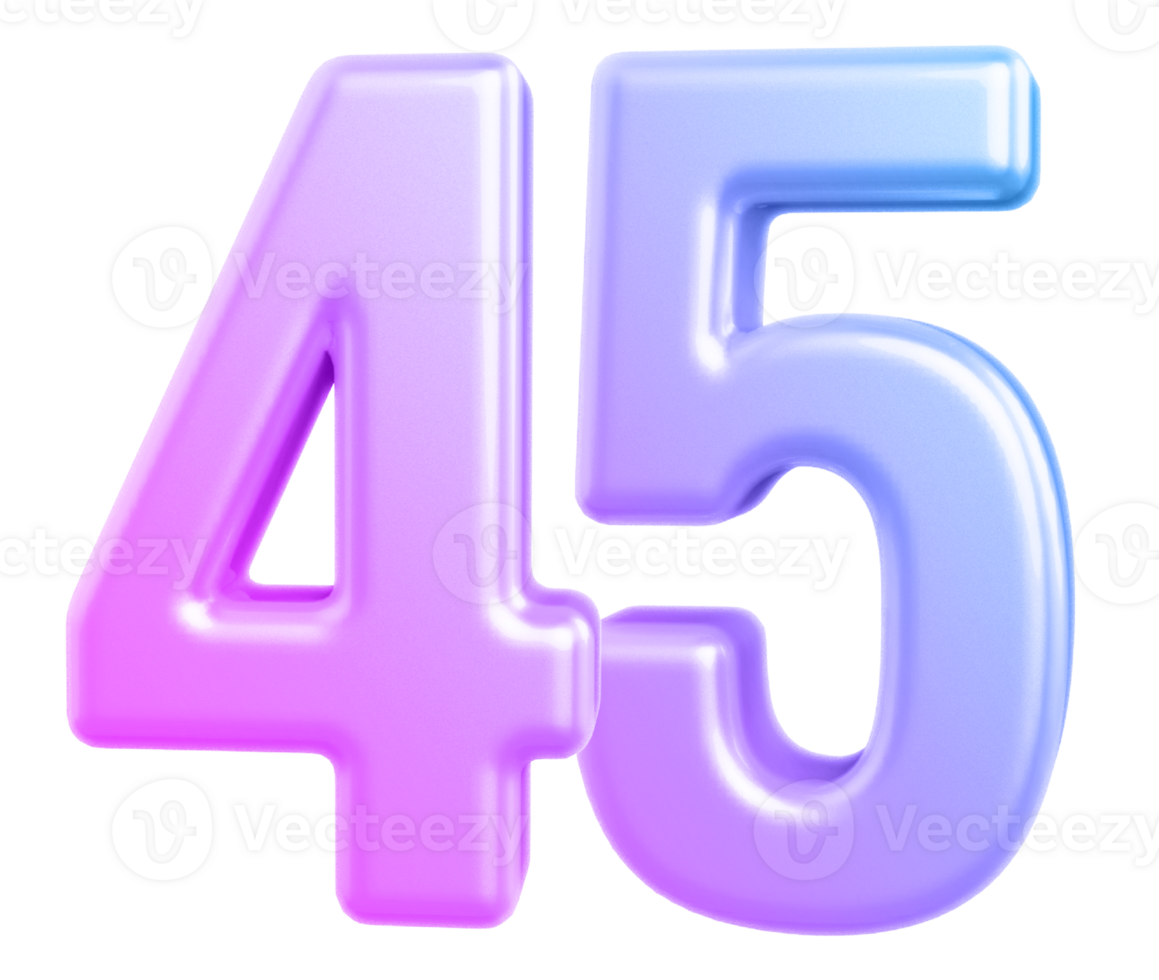 3d number 45 gradient png