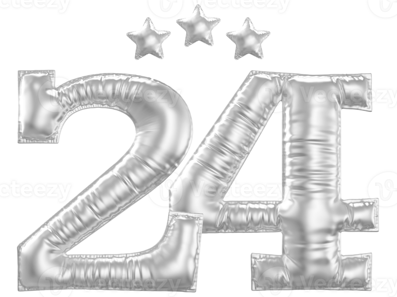 24 Anniversary number silver balloon png