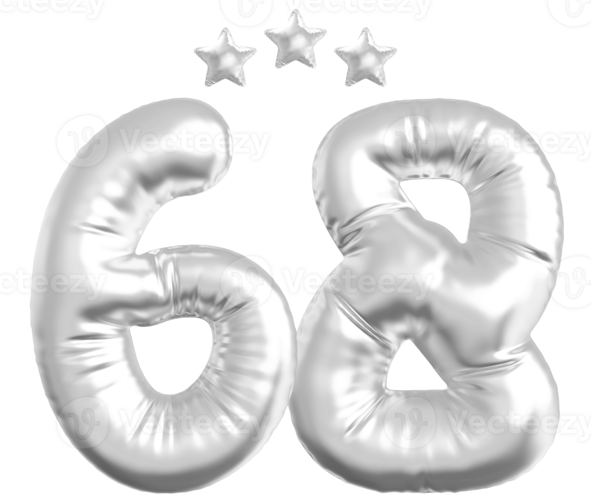 68 Anniversary number silver balloon png