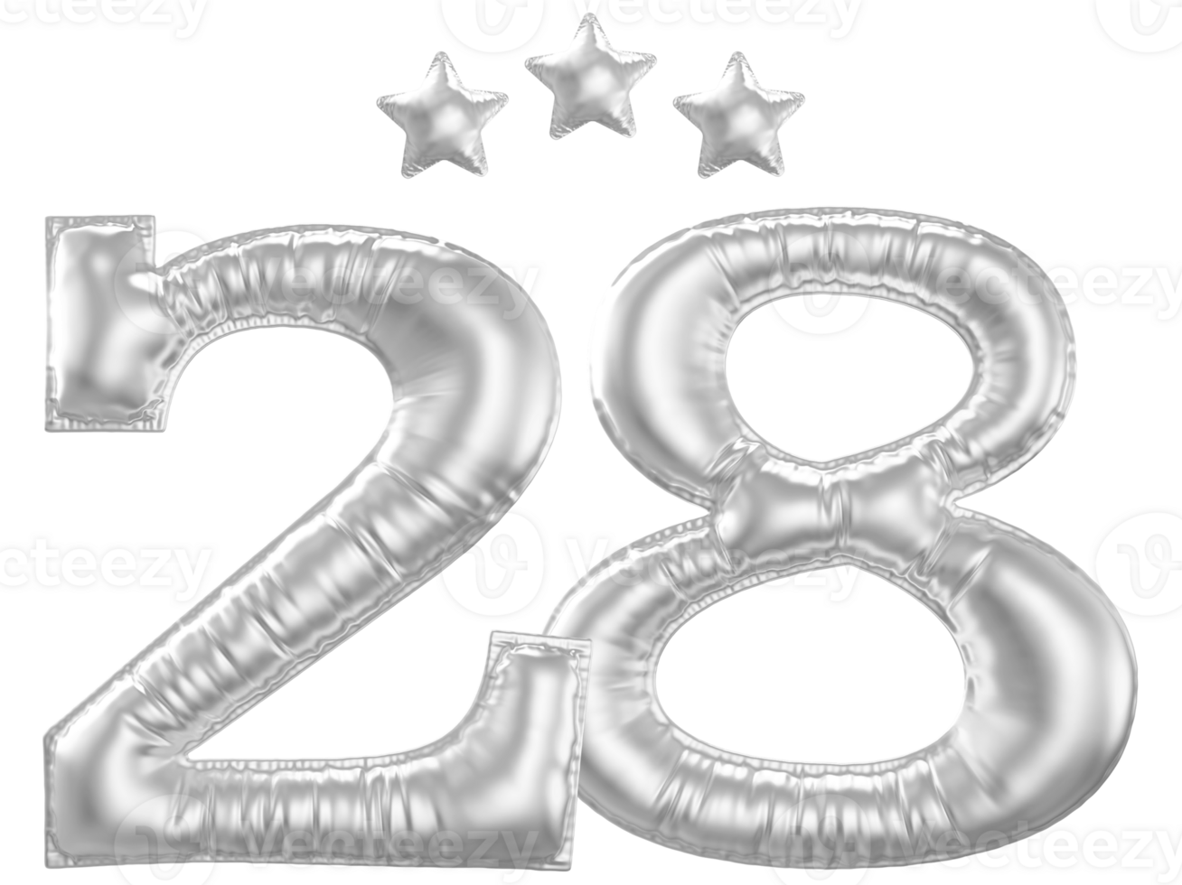 28 Jahrestag Nummer Silber Ballon png