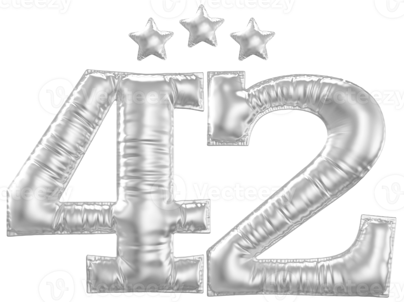 42 Anniversary number silver balloon png