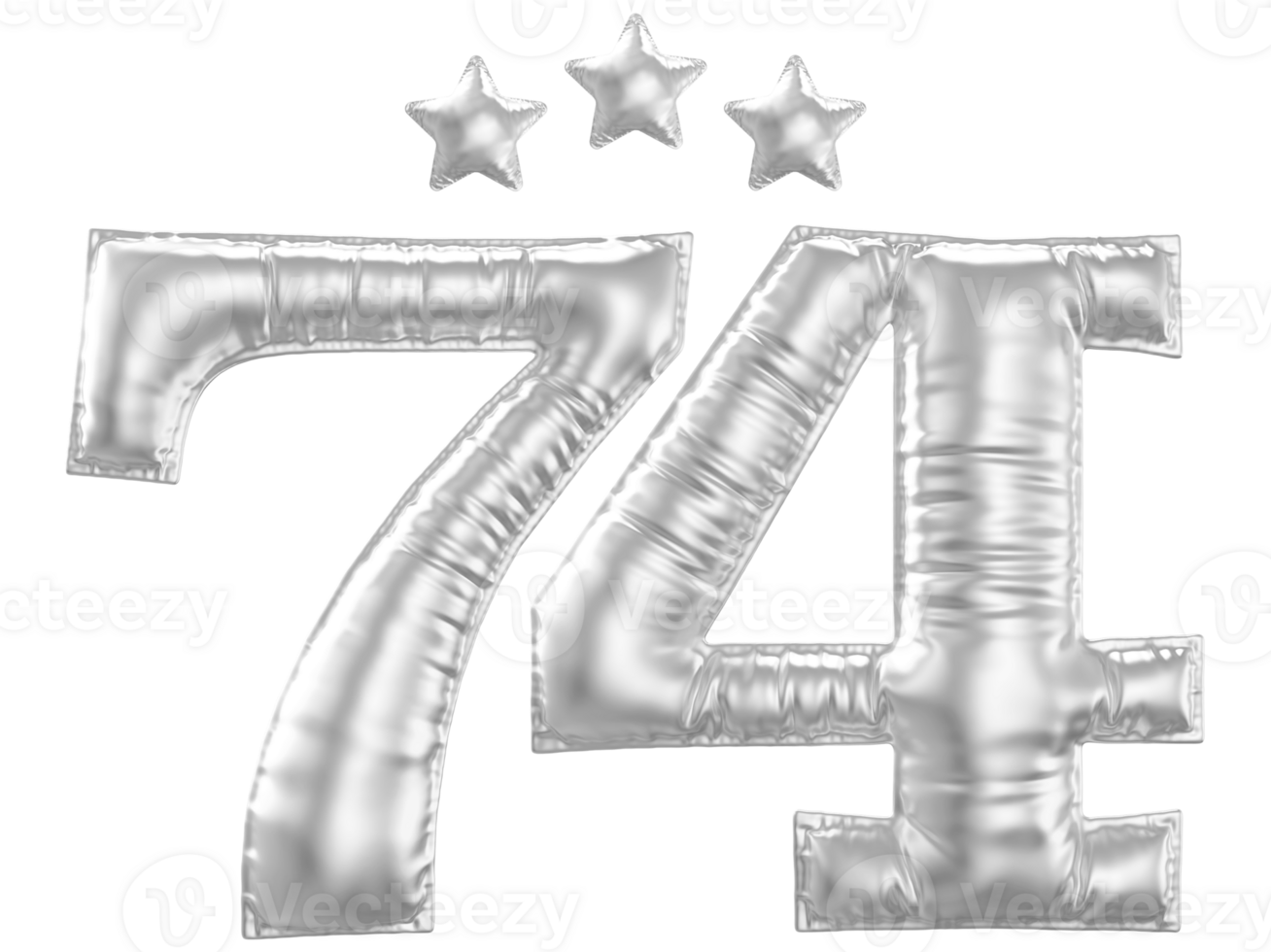 74 Anniversary number silver balloon png