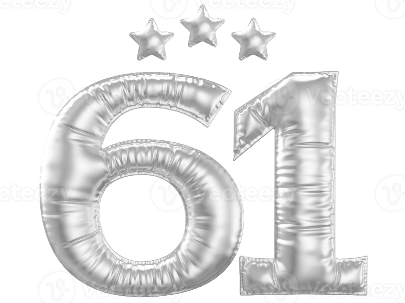 61 Anniversary number silver balloon png