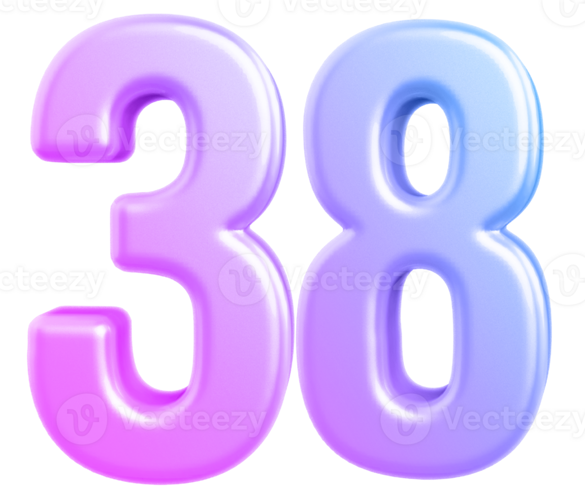 3d number 38 gradient png