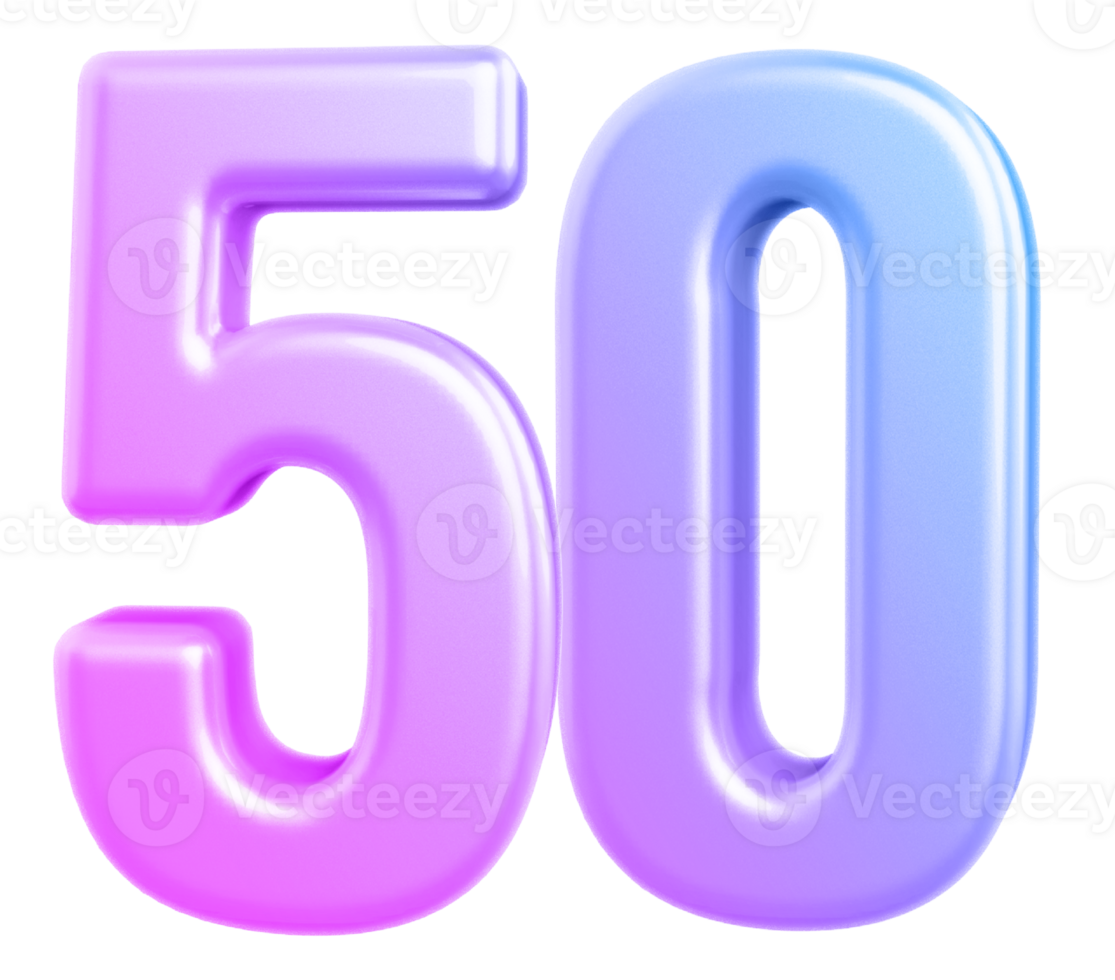 3d number 50 gradient png