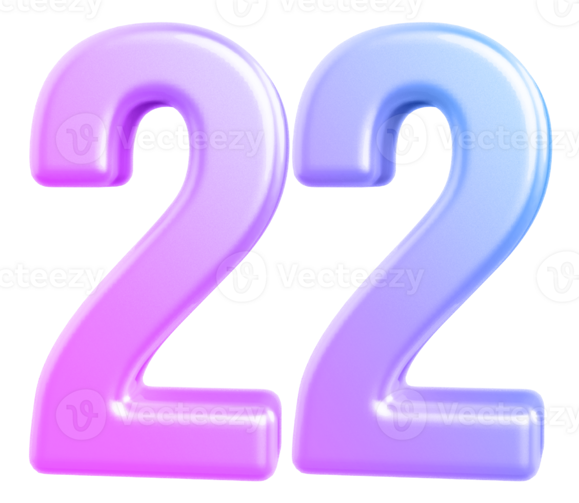 3d number 22 gradient png