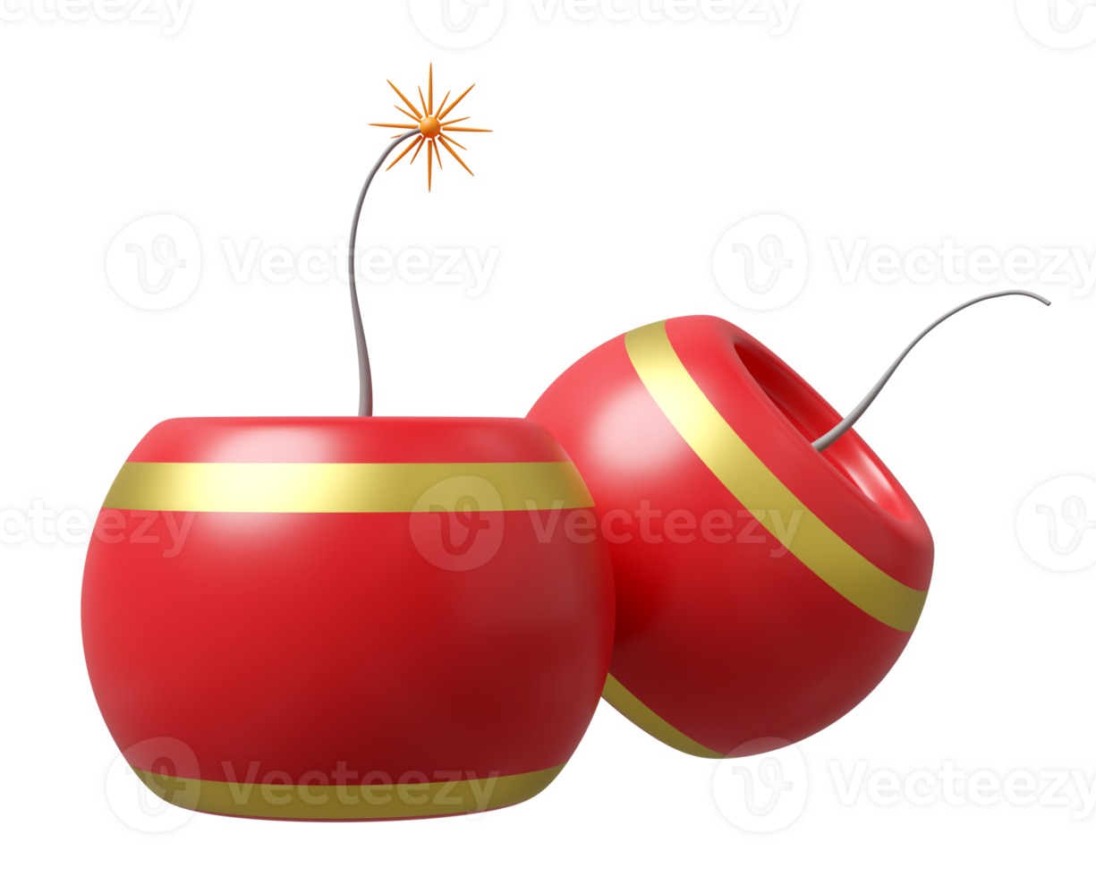 3d firework jar for festive chinese new year holiday. 3d render illustration png
