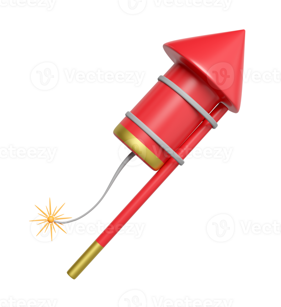 3d firework rocket for festive chinese new year holiday. 3d render illustration png