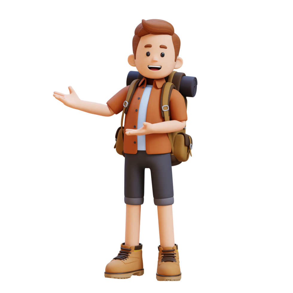 3D Traveller Character Presenting to the Right Pose png