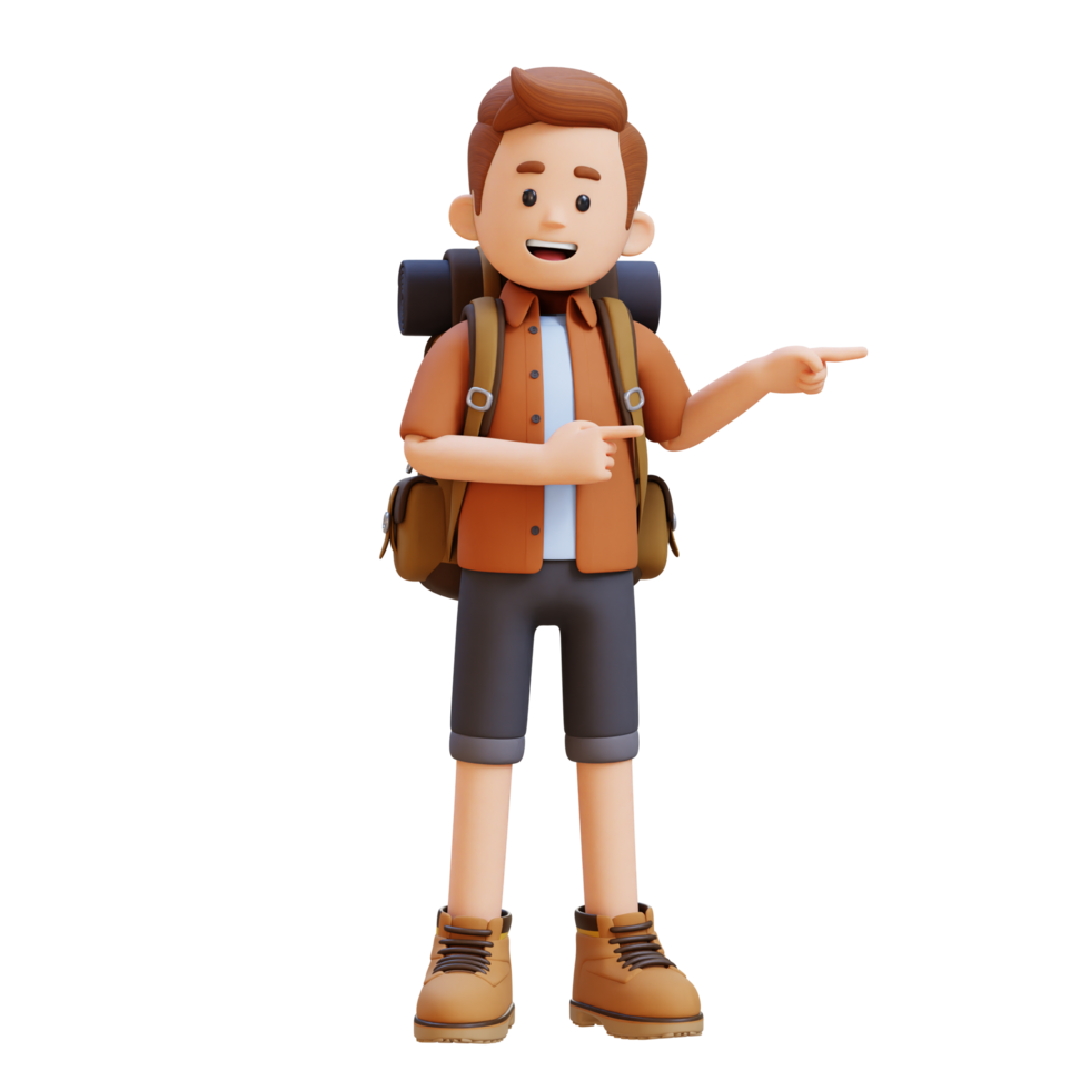 3D Traveller Character Pointing to the Left Pose png