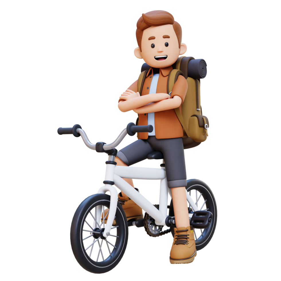 3D Traveller Character Riding Bicycle png