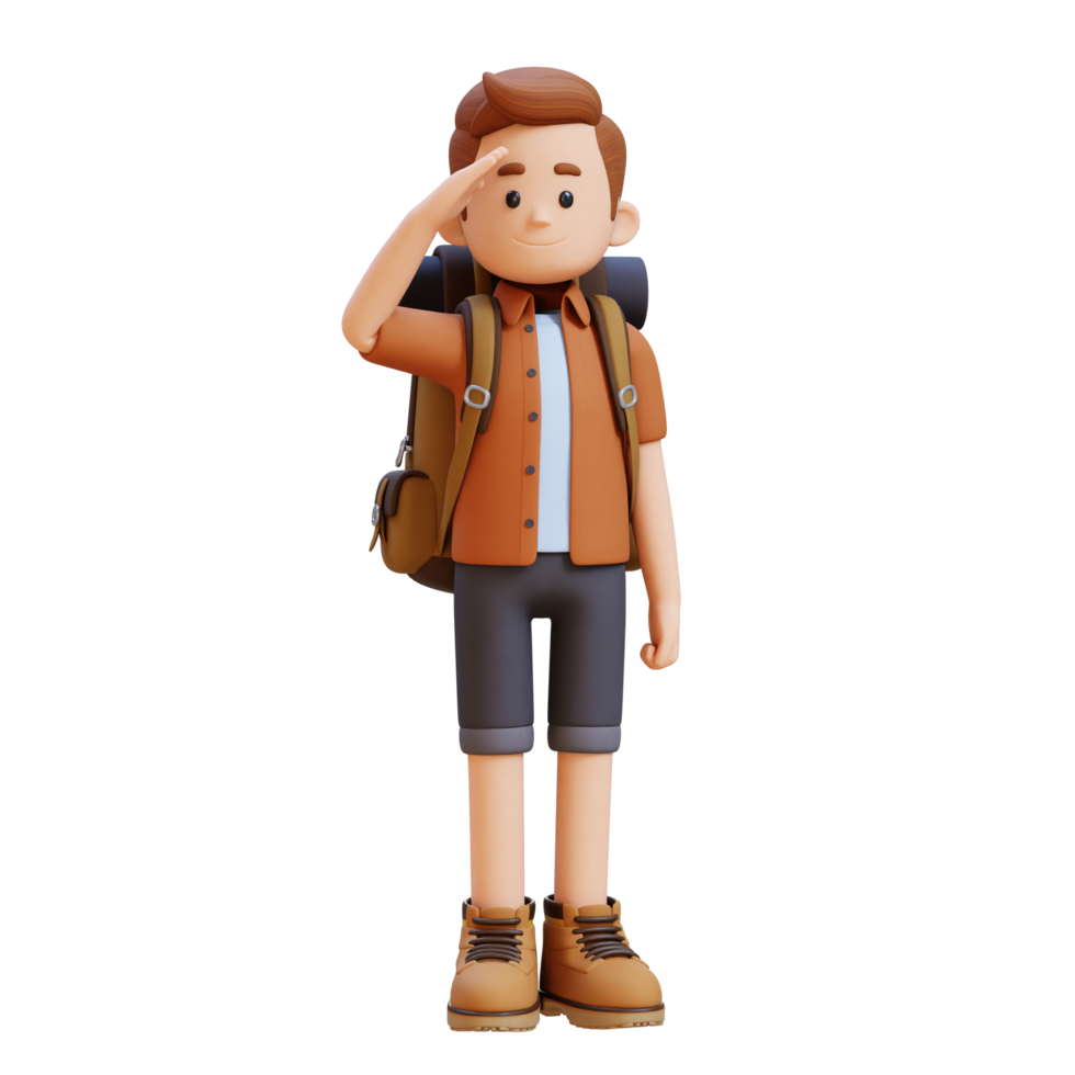 3D Traveller Character Salute Pose png