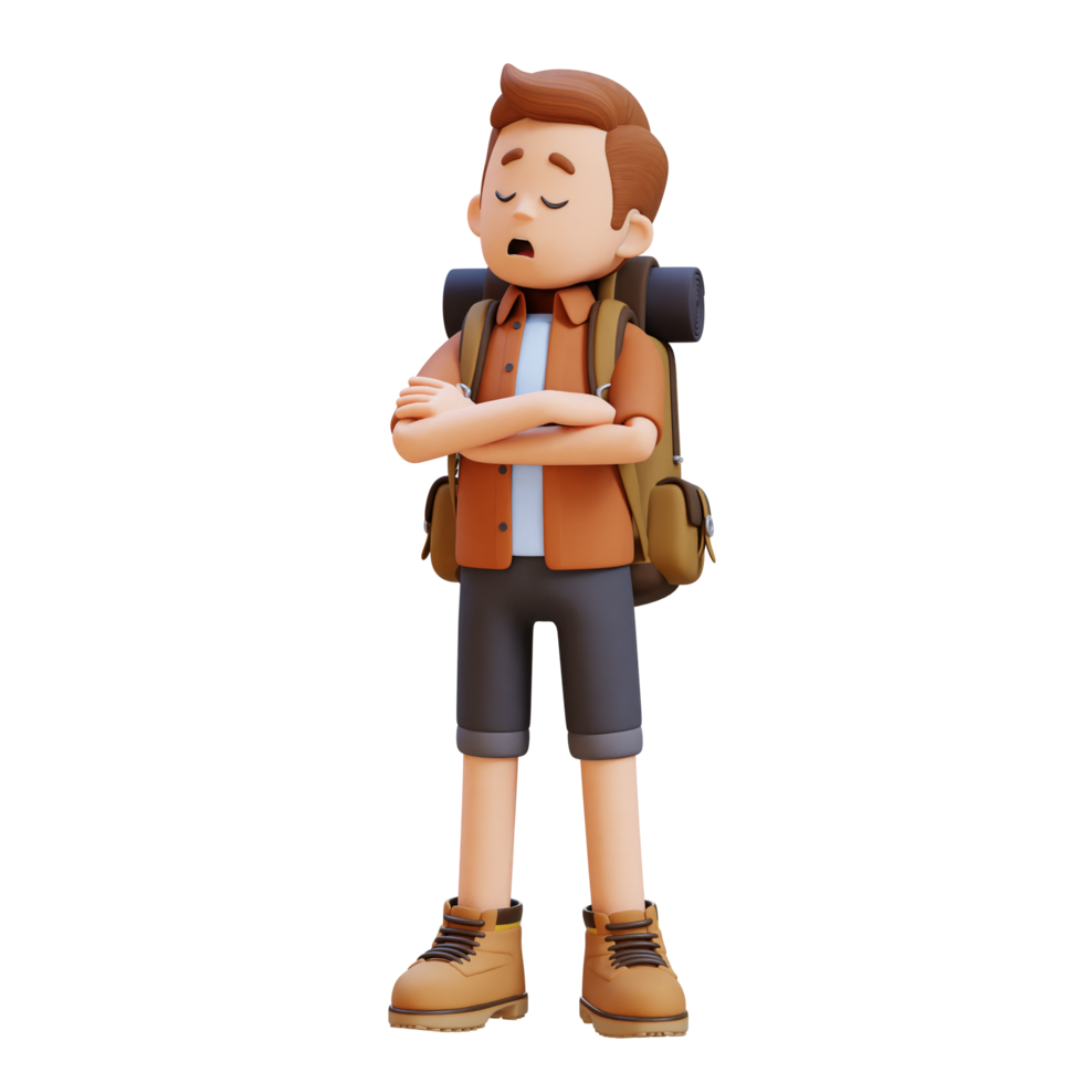 3D Traveller Character in Denial or Dissatisfaction Pose png