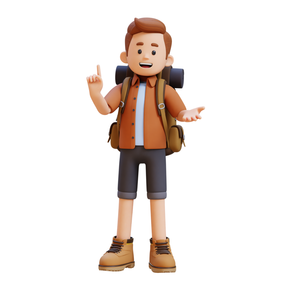 3D Traveller Character Explaining Pose png