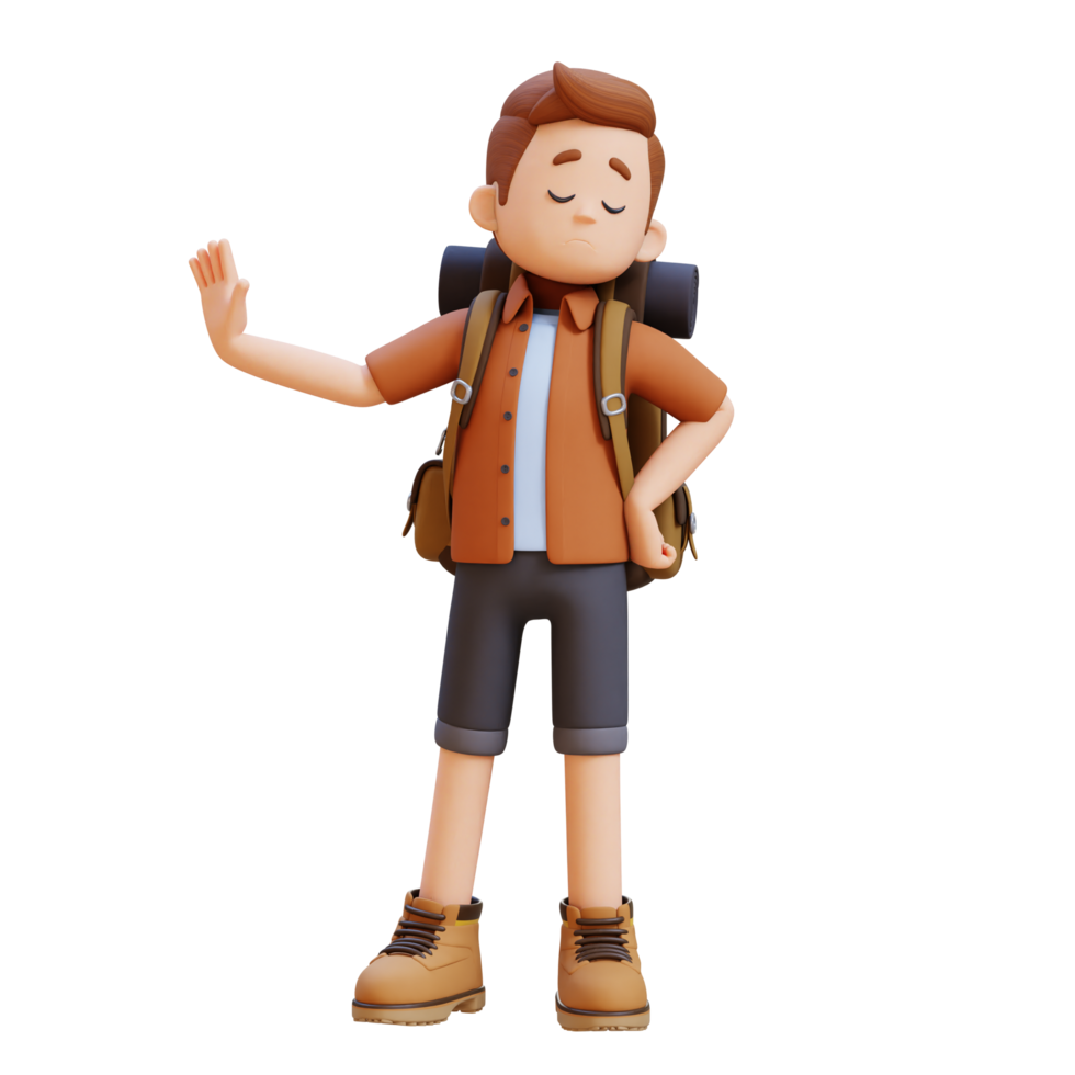 3D Traveller Character in Stop Refusal Pose png
