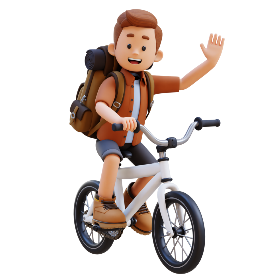 3D Traveller Character Riding Bicycle png