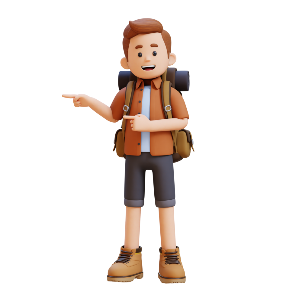 3D Traveller Character Pointing to the Right Pose png