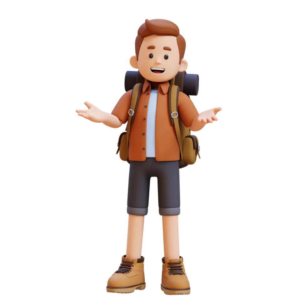 3D Traveller Character Communication Pose png