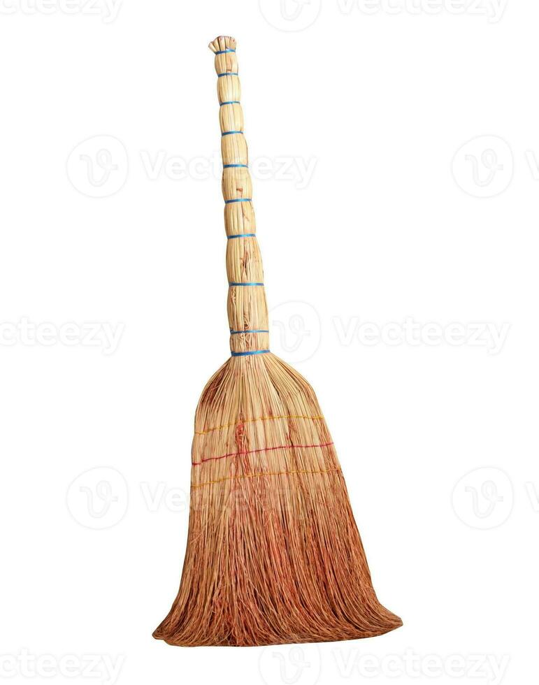 Old style broom isolated on white photo