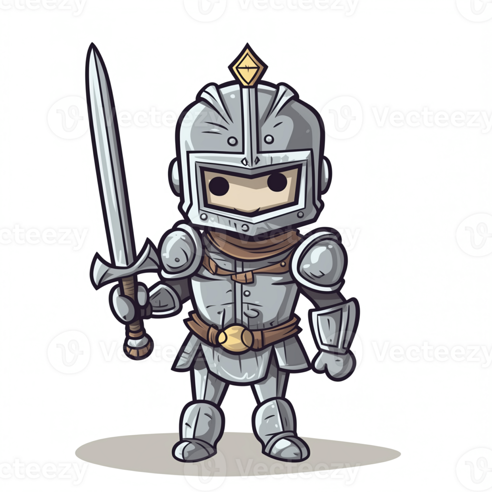 AI generated knight man, game character cartoon png