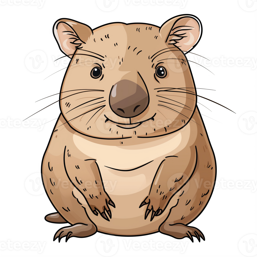AI generated cartoon whimsical whisker wombat png