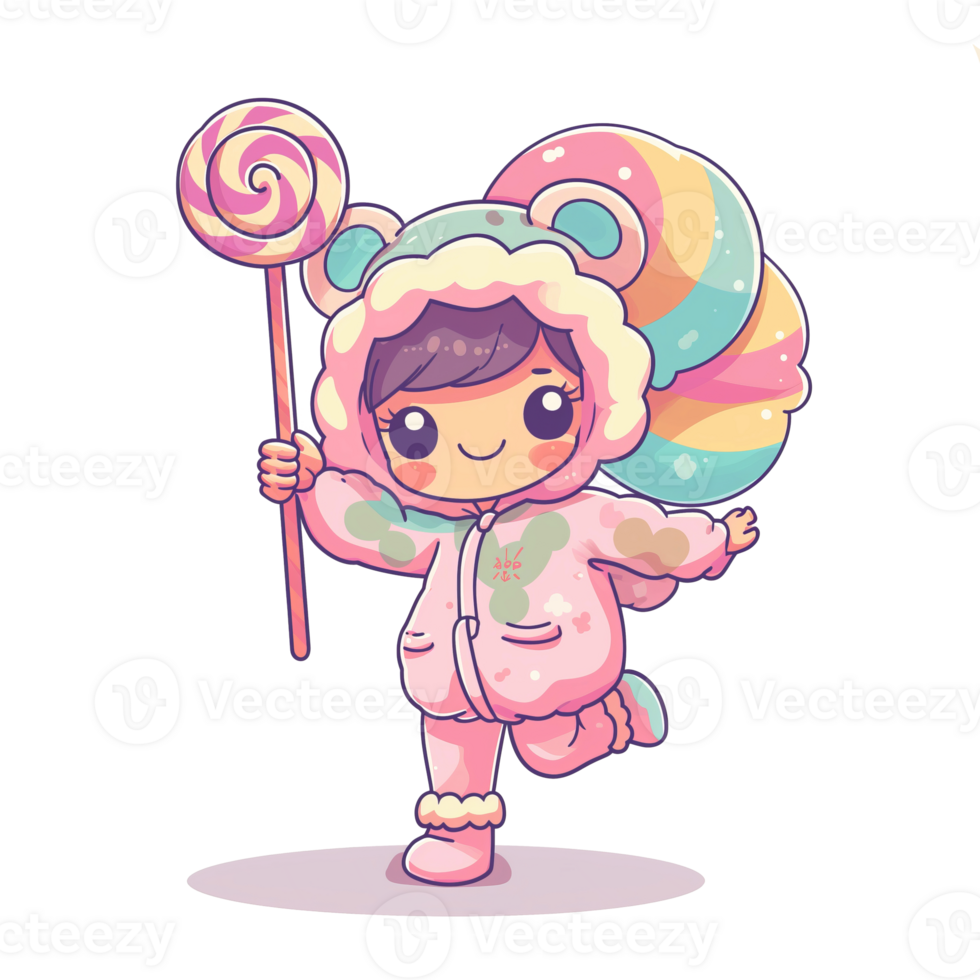 AI generated candy cutie character pink png