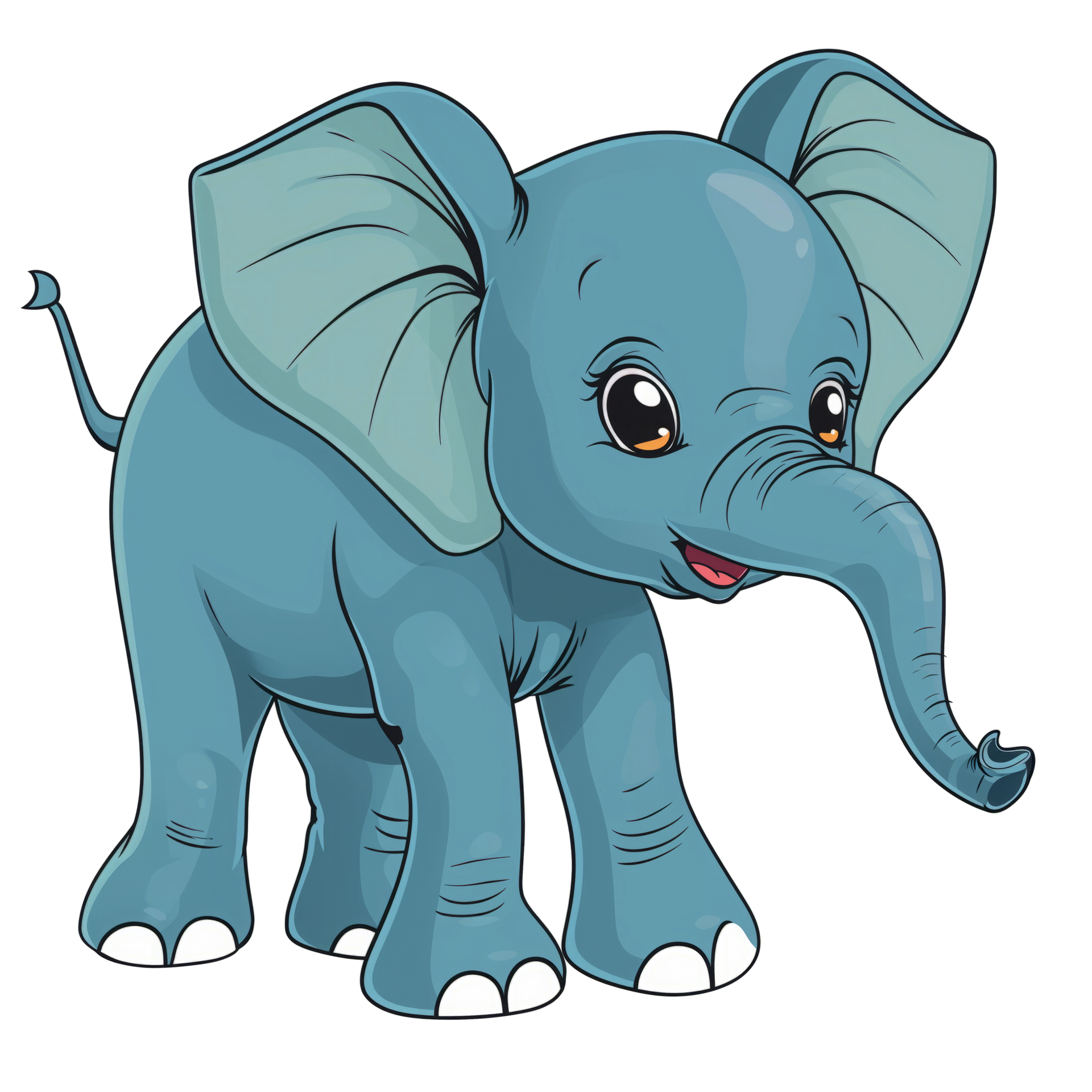 ai-generated-cute-cartoon-elephant-with-trunk-36309903-png