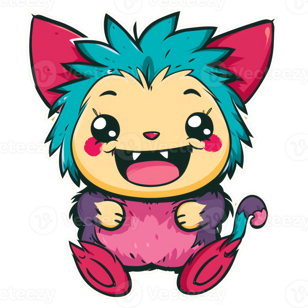 AI generated cute cartoon with cat ear and ape tail png