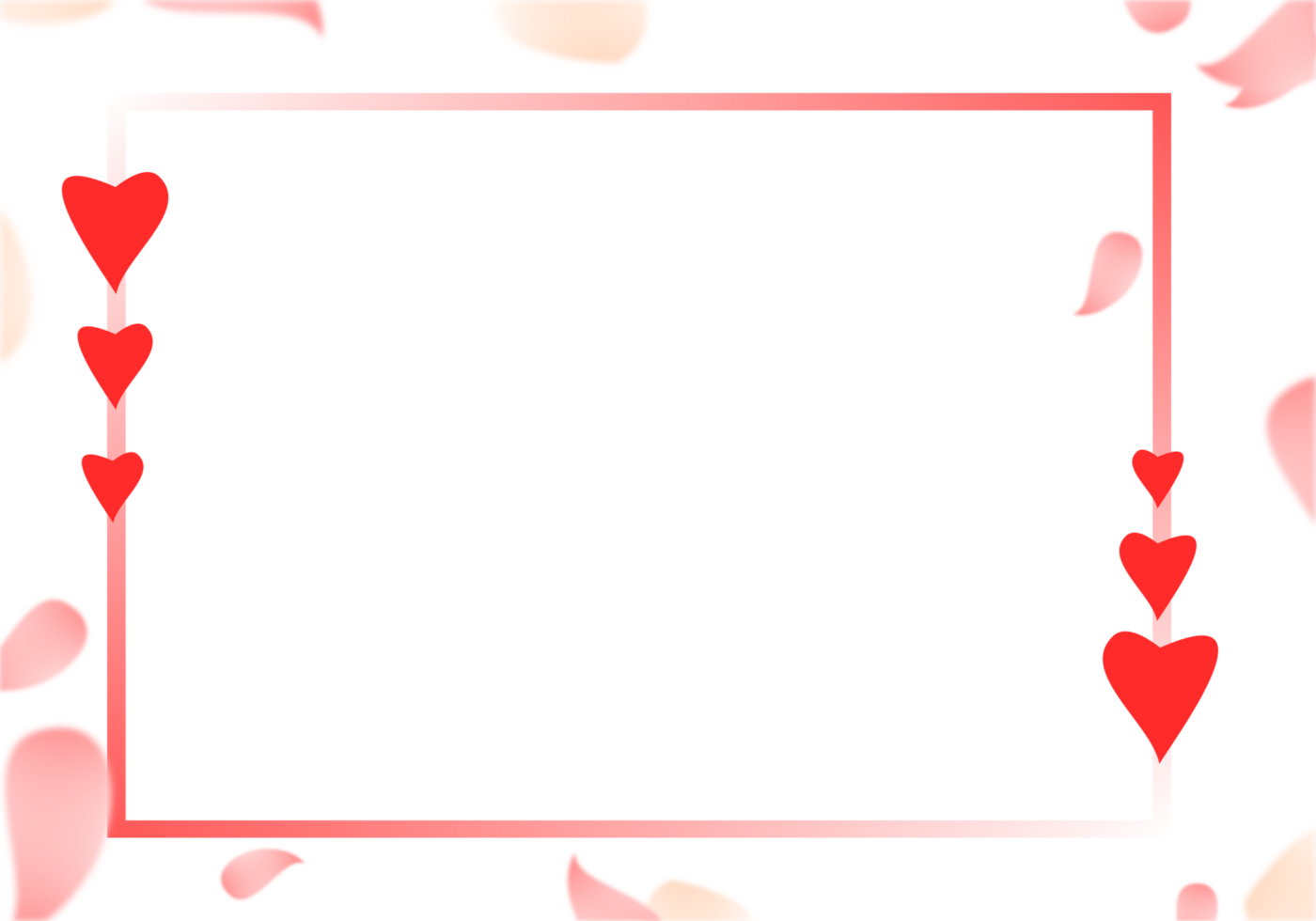 Valentine Frame Background. Love Heart Background With Falling Petals Border. png