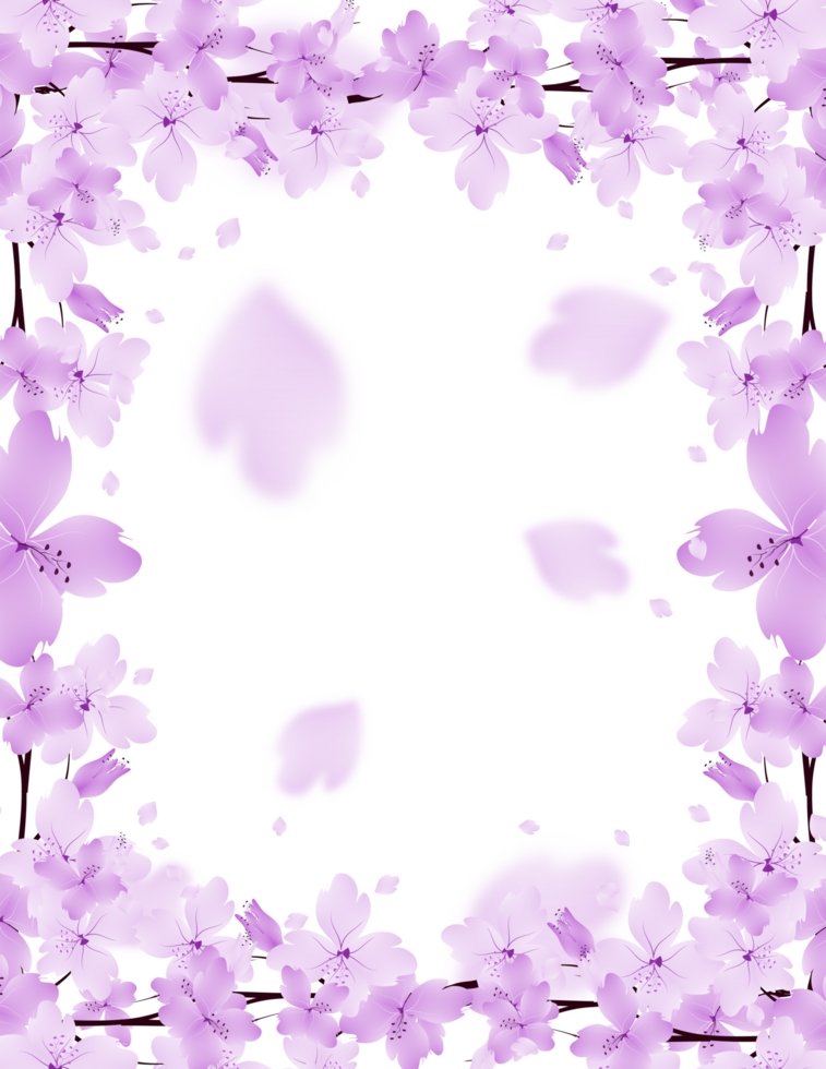 Flowers Bloom Frame Background. Purple Flower Border Clipart png