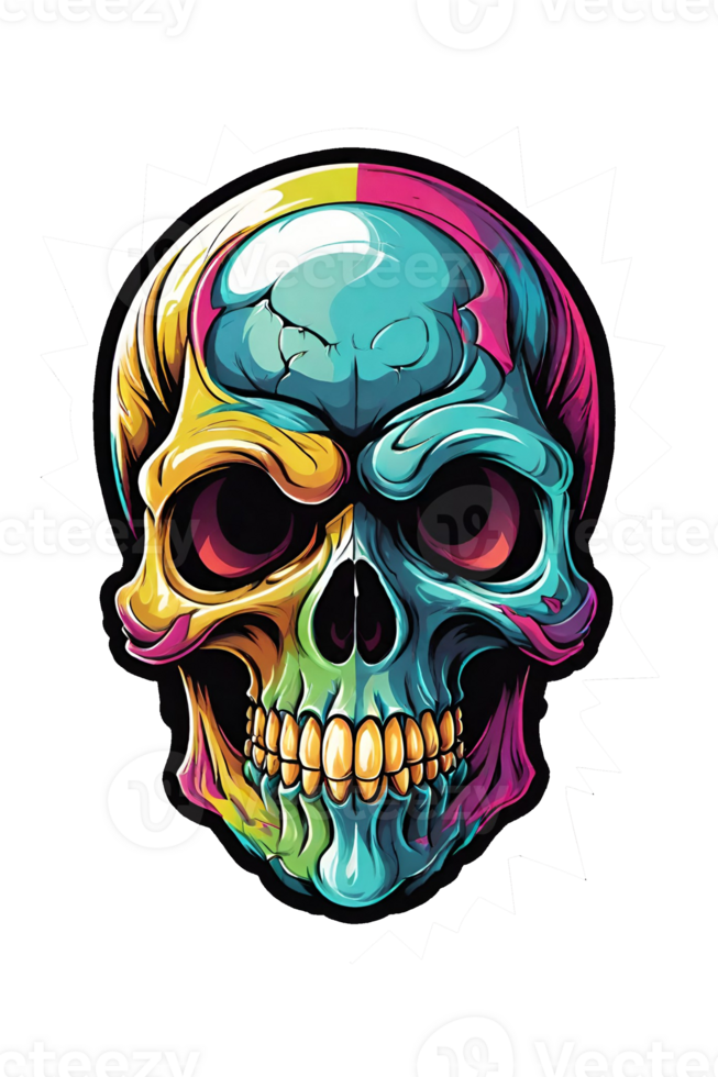 AI generated Dead Skull colored Illustration on Transparent Background png