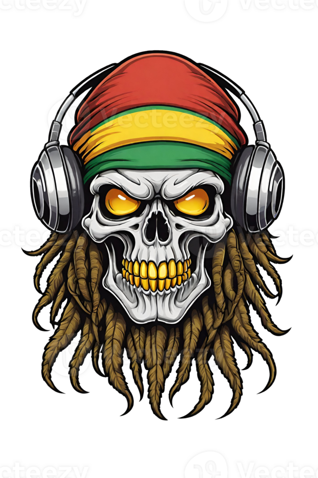 ai gerado crânio com tranças dentro rasta estilo ilustração png