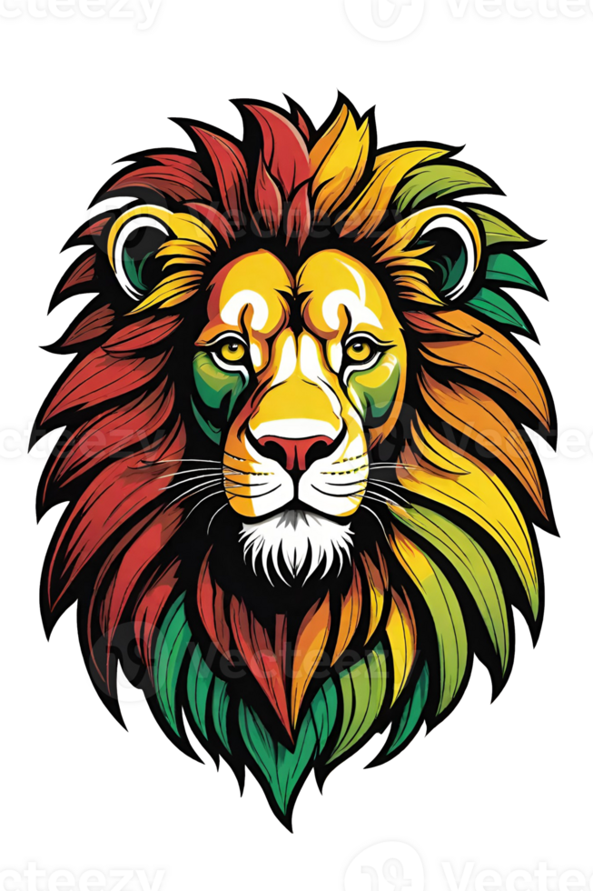 AI generated Lion head with colorful hair Illustration design png