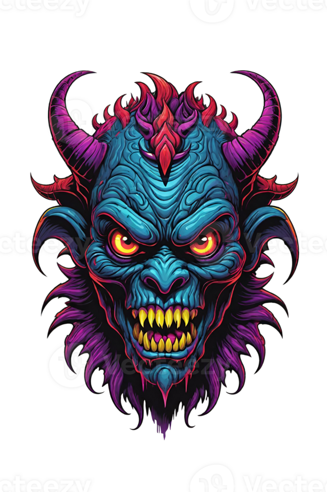 AI generated Angry devil head with horns Design illustration png