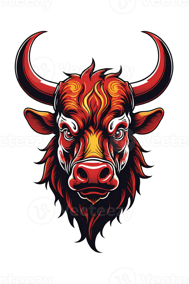 AI generated Bull head mascot isolated on transparent background png