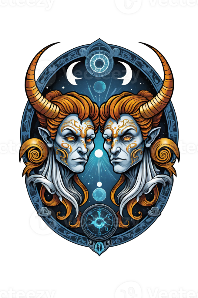 AI generated Zodiac sign with horned horns Illustration design png