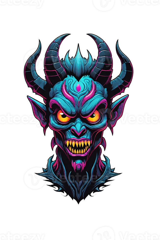 AI generated Angry devil head with horns Design illustration png