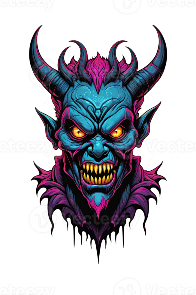 AI generated Angry devil head with horns Design illustration png