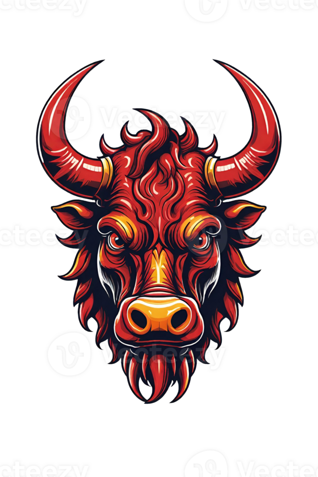 AI generated Bull head mascot isolated on transparent background png