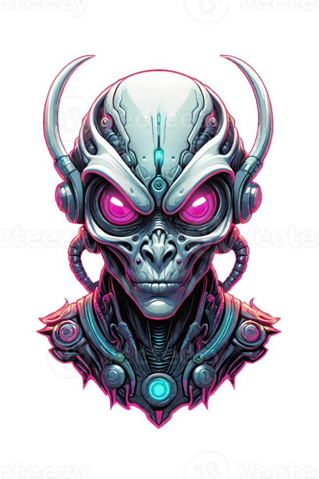 ai genererad trogen robot huvud cyberpunk stil illustration design png