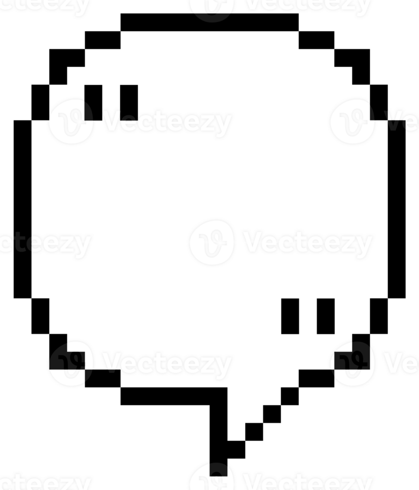 8bit retro game pixel speech bubble balloon icon sticker memo keyword planner text box banner, flat png transparent element design