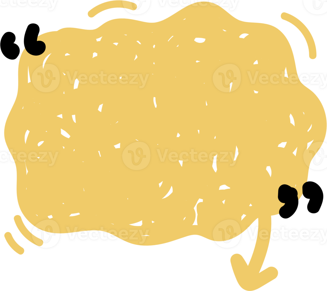 Colorful pastel yellow color speech bubble balloon with quotation marks and arrow point, icon sticker memo keyword planner text box banner, flat png transparent element design