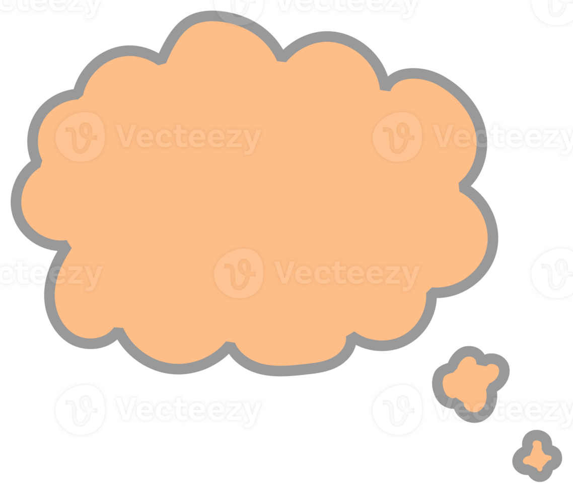 Colorful pastel orange color speech bubble balloon, icon sticker memo