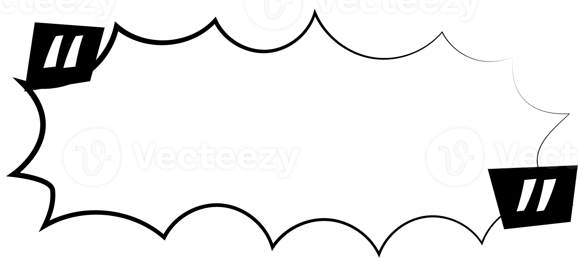 Black and white speech bubble balloon with quotation marks, icon sticker memo keyword planner text box banner, flat png transparent element design