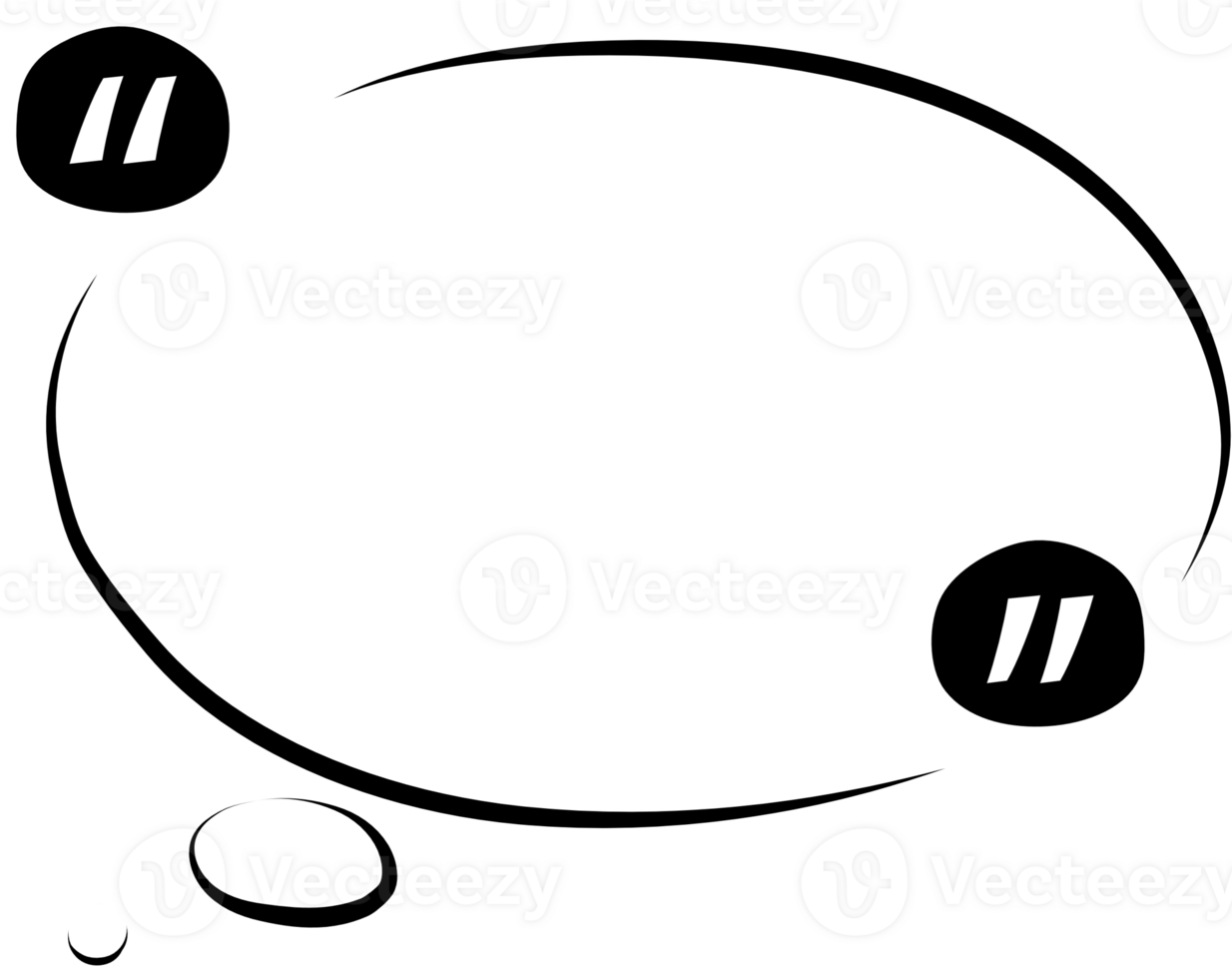 Black and white speech bubble balloon with quotation marks, icon sticker memo keyword planner text box banner, flat png transparent element design