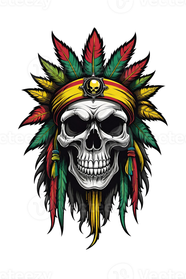 AI generated Skull with headdress illustration design png