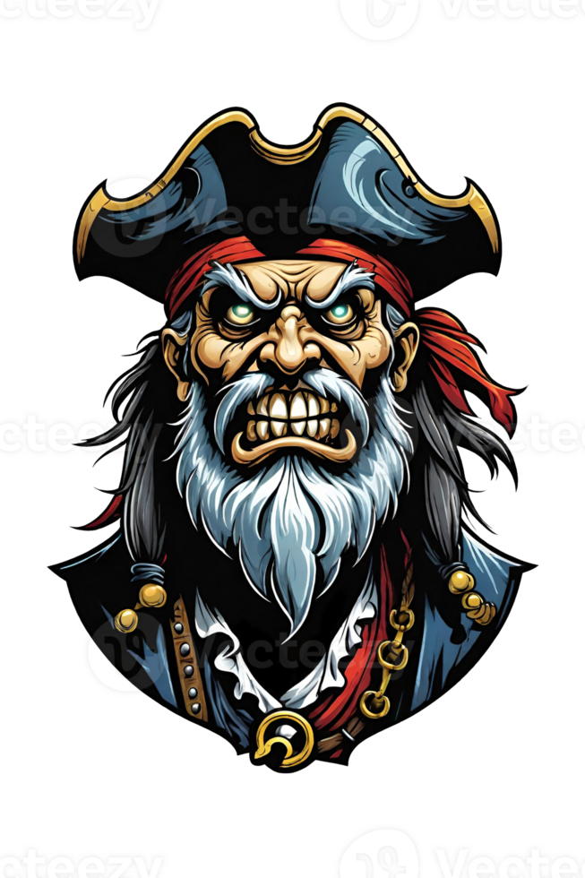 AI generated Pirate head with a beard and a pirate hat png