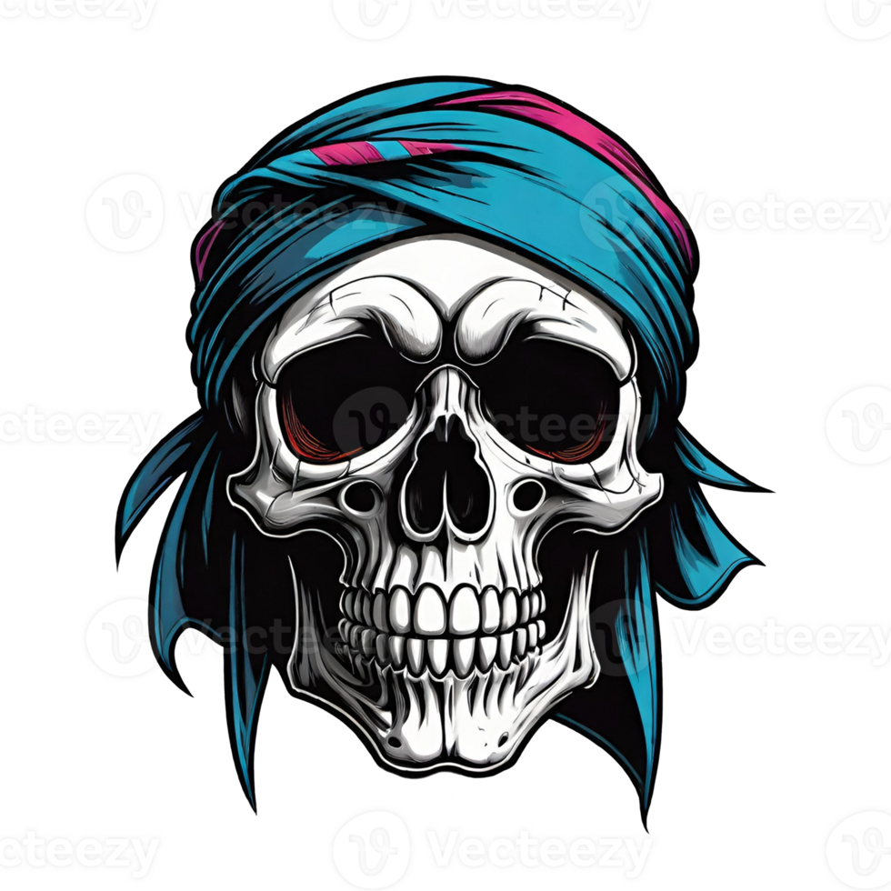 AI generated Skull in turban illustration on a transparent background. png